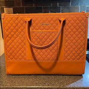 Leonard Quilted Tote in Vibrant Orange